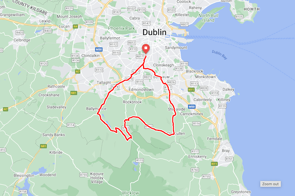 Map of Bohernabreena Reservoir route